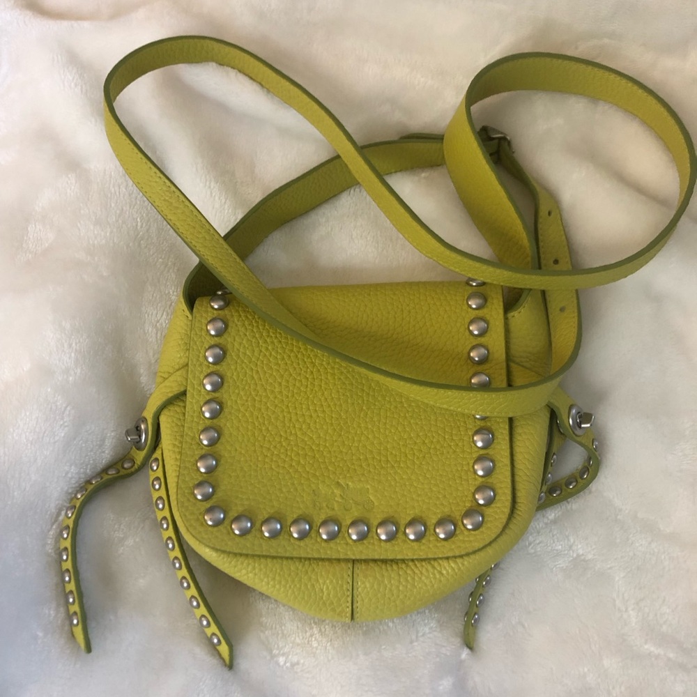 Coach Dakotah pebble Lime Studded Leather Crossbody Bag 35750